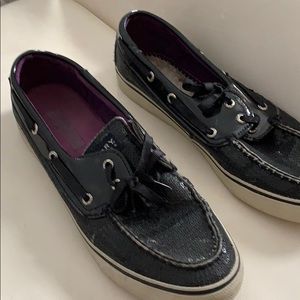 Sperry black sequence loafers